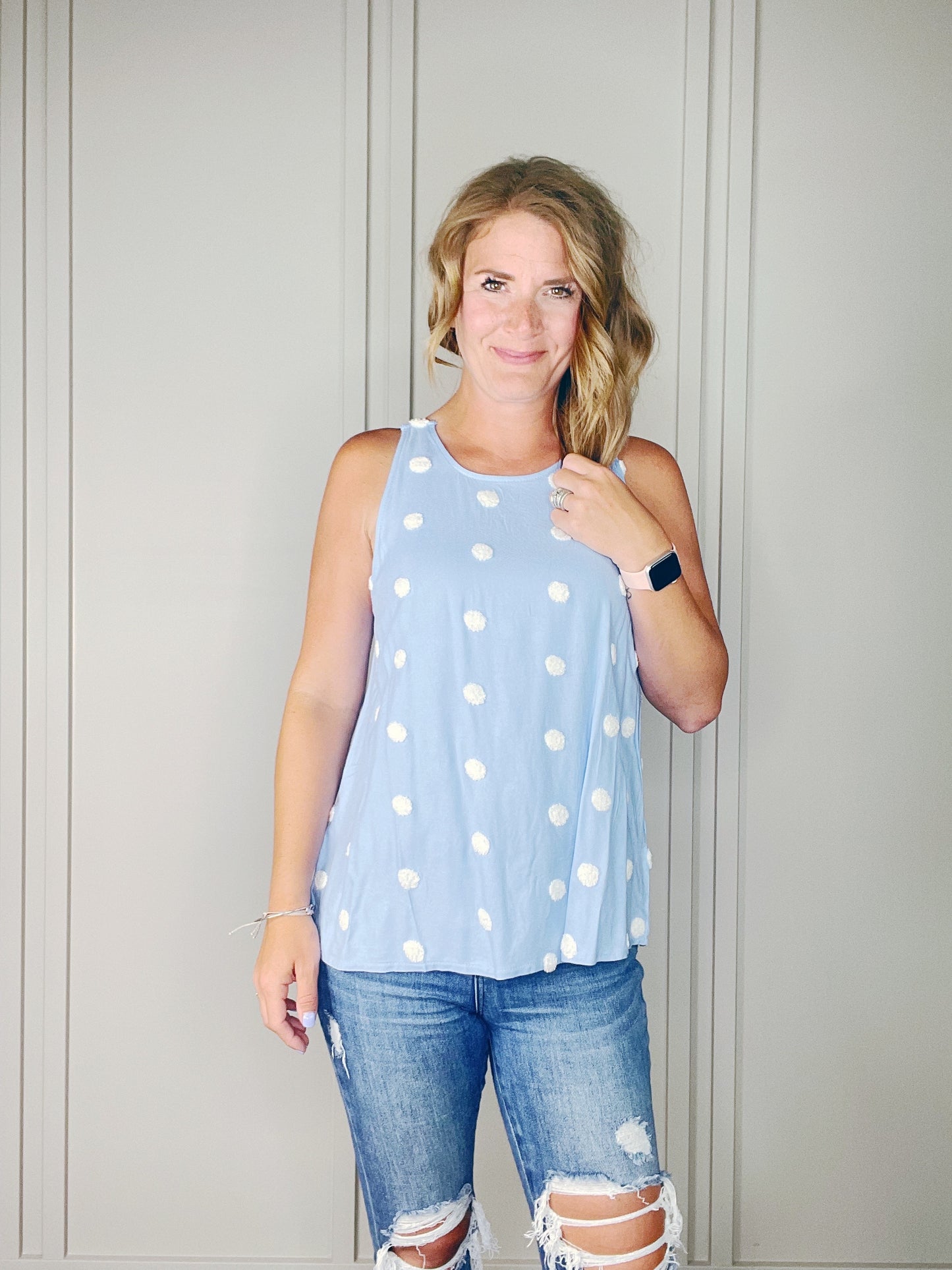 POM POM SLEEVELESS TOP