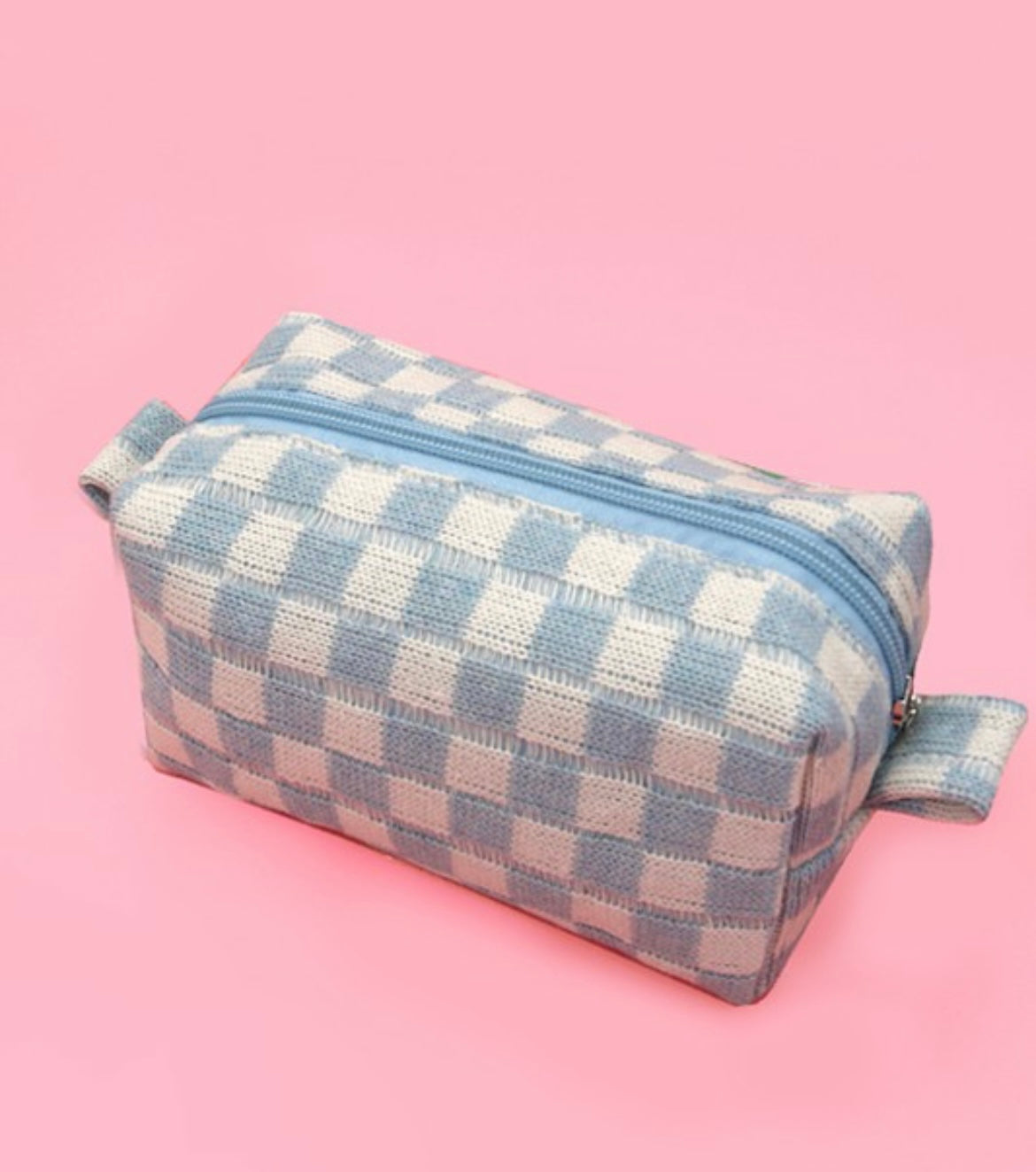 CHECKERED COSMETIC MAKEUP POUCH