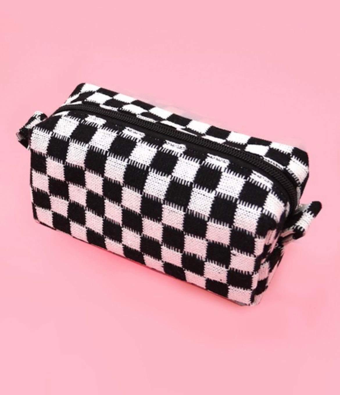 CHECKERED COSMETIC MAKEUP POUCH