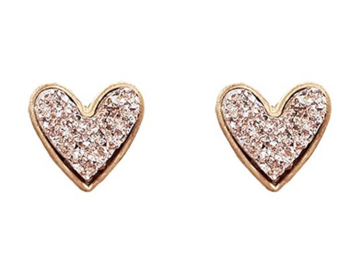 HEART DRUSY STONE POST EARRING