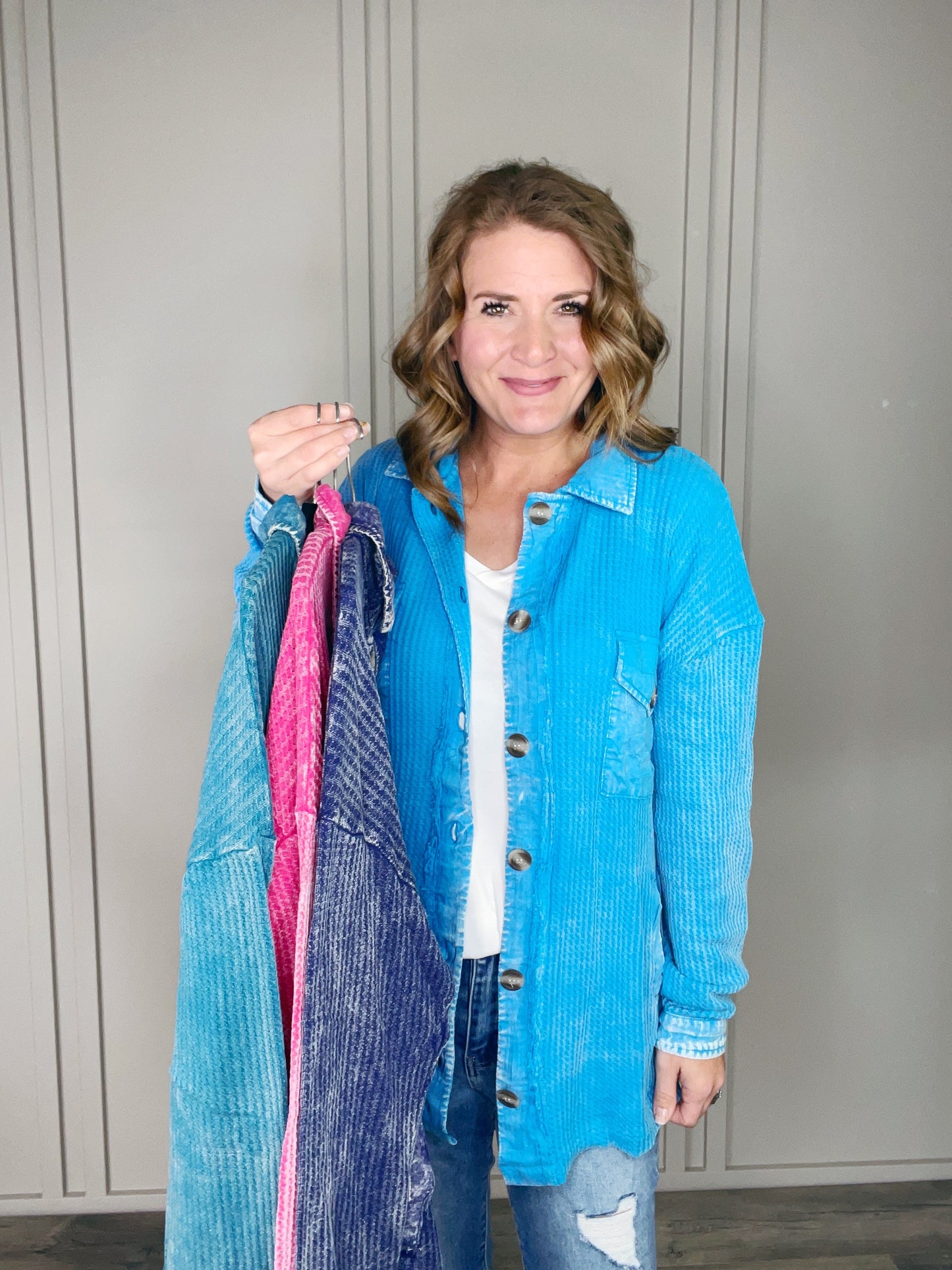 COTTON WAFFLE ACID WASH SHACKET