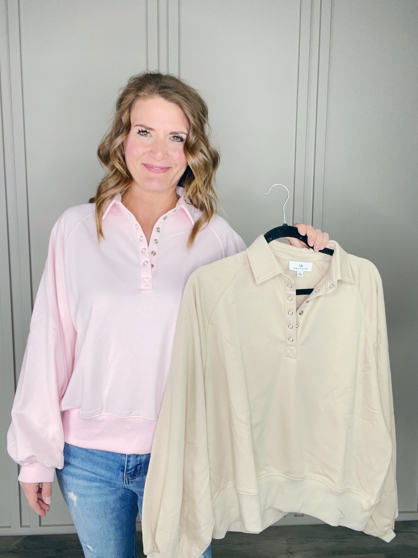 BUTTON DOWN COLLAR SWEATER