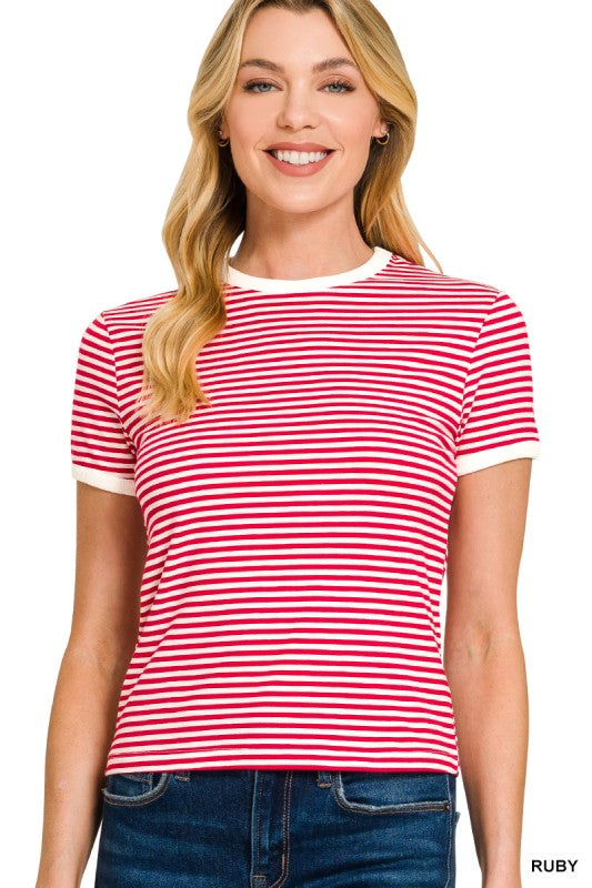 STRIPED BANDED TEE