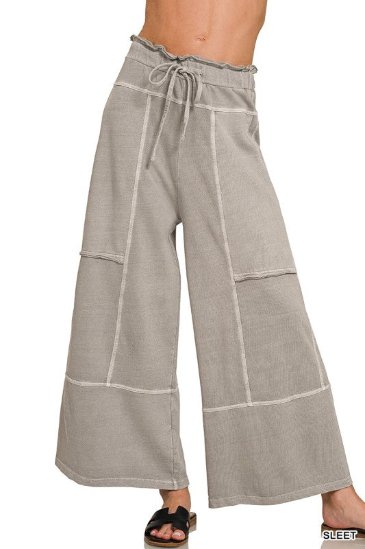 FRENCH TERRY WASHED WIDE LEG PANY