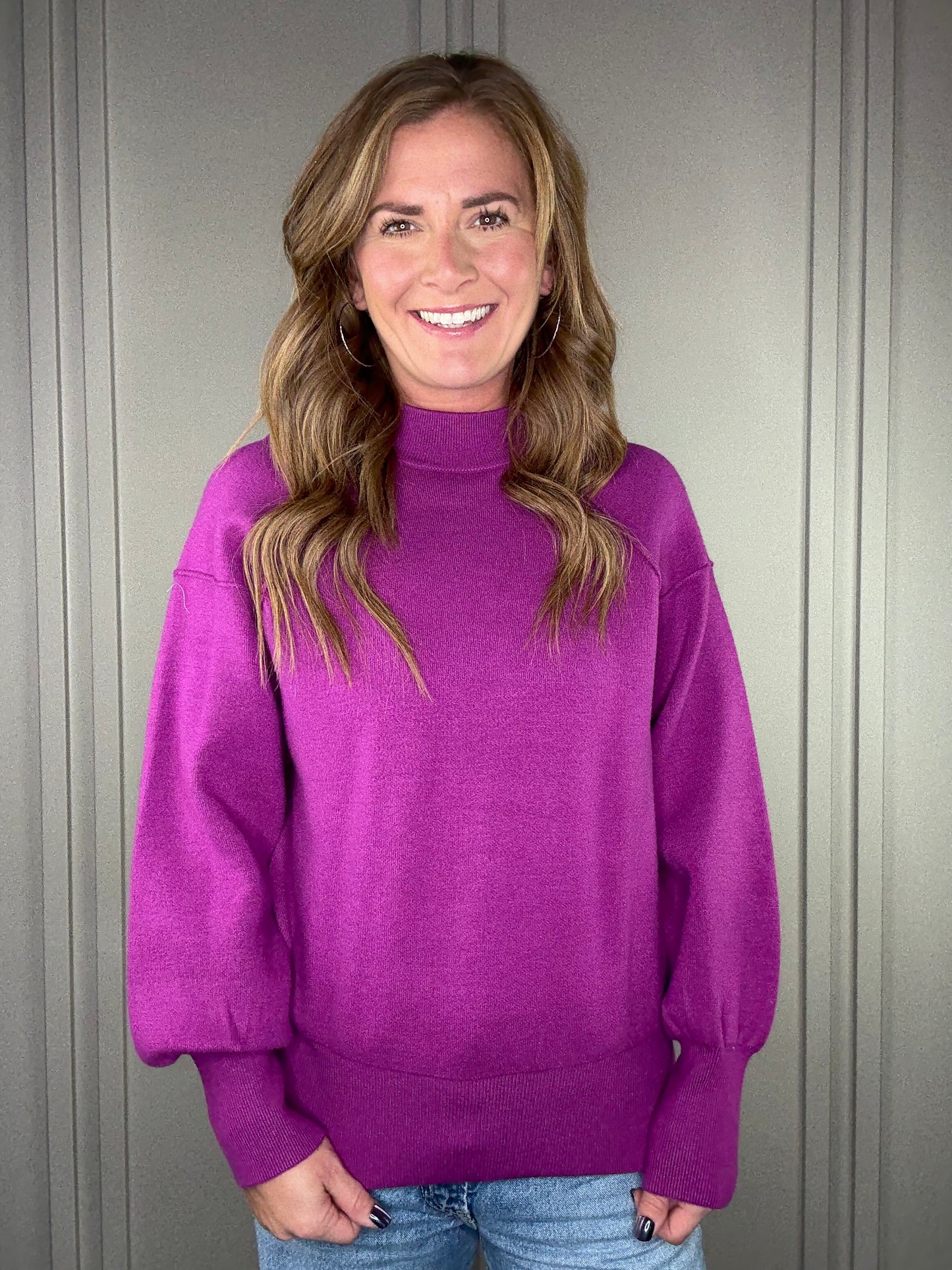 PLUM MOCK SWEATER