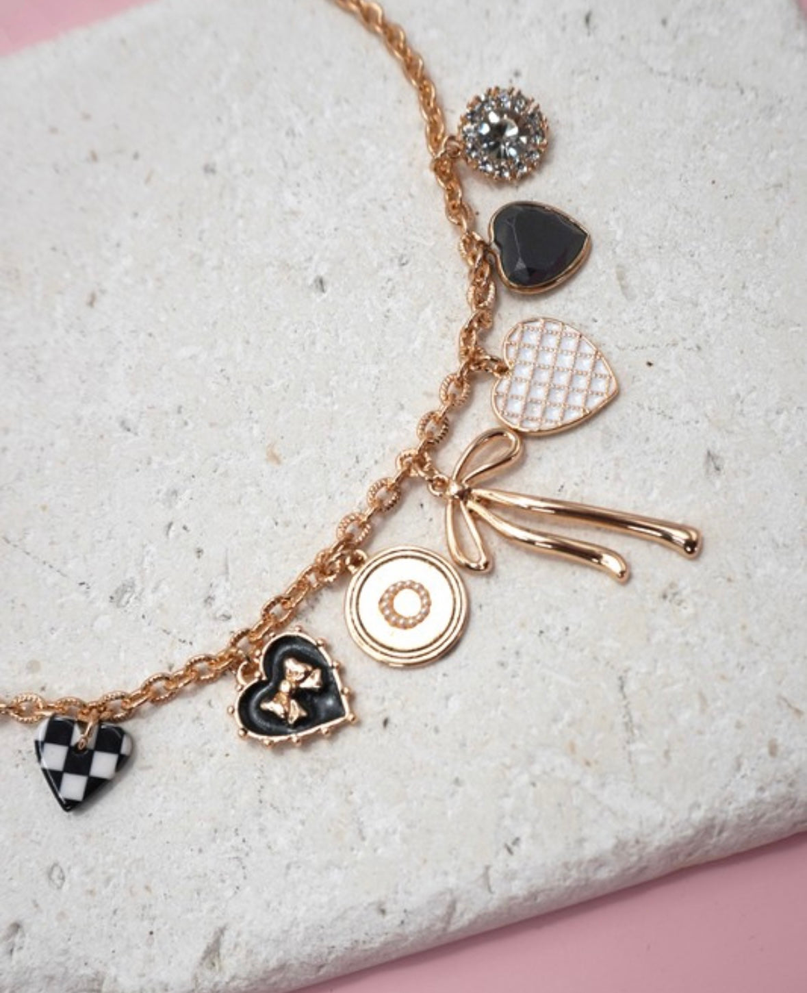 ::BF::CHECKERED HEART CHARM NECKLACE