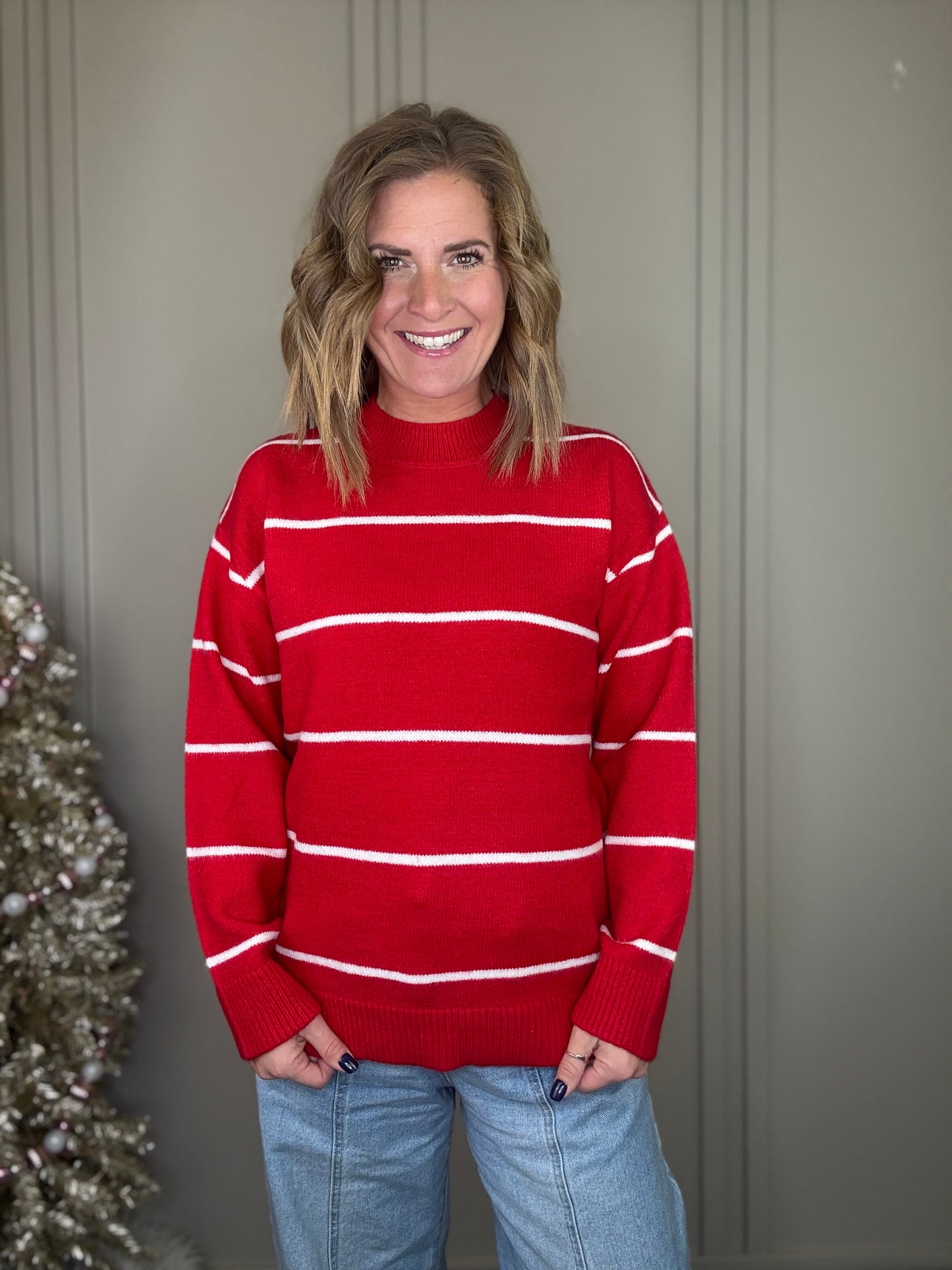 ::BF::ROUND NECK STRIPE SWEATER