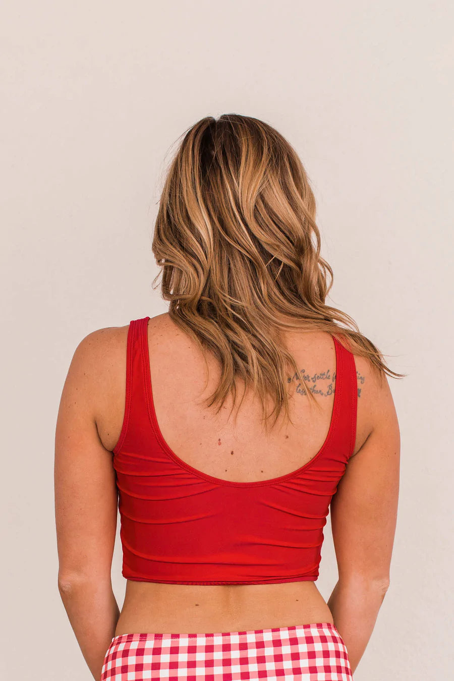 RED FRONT KNOT TANKINI SWIM TOP