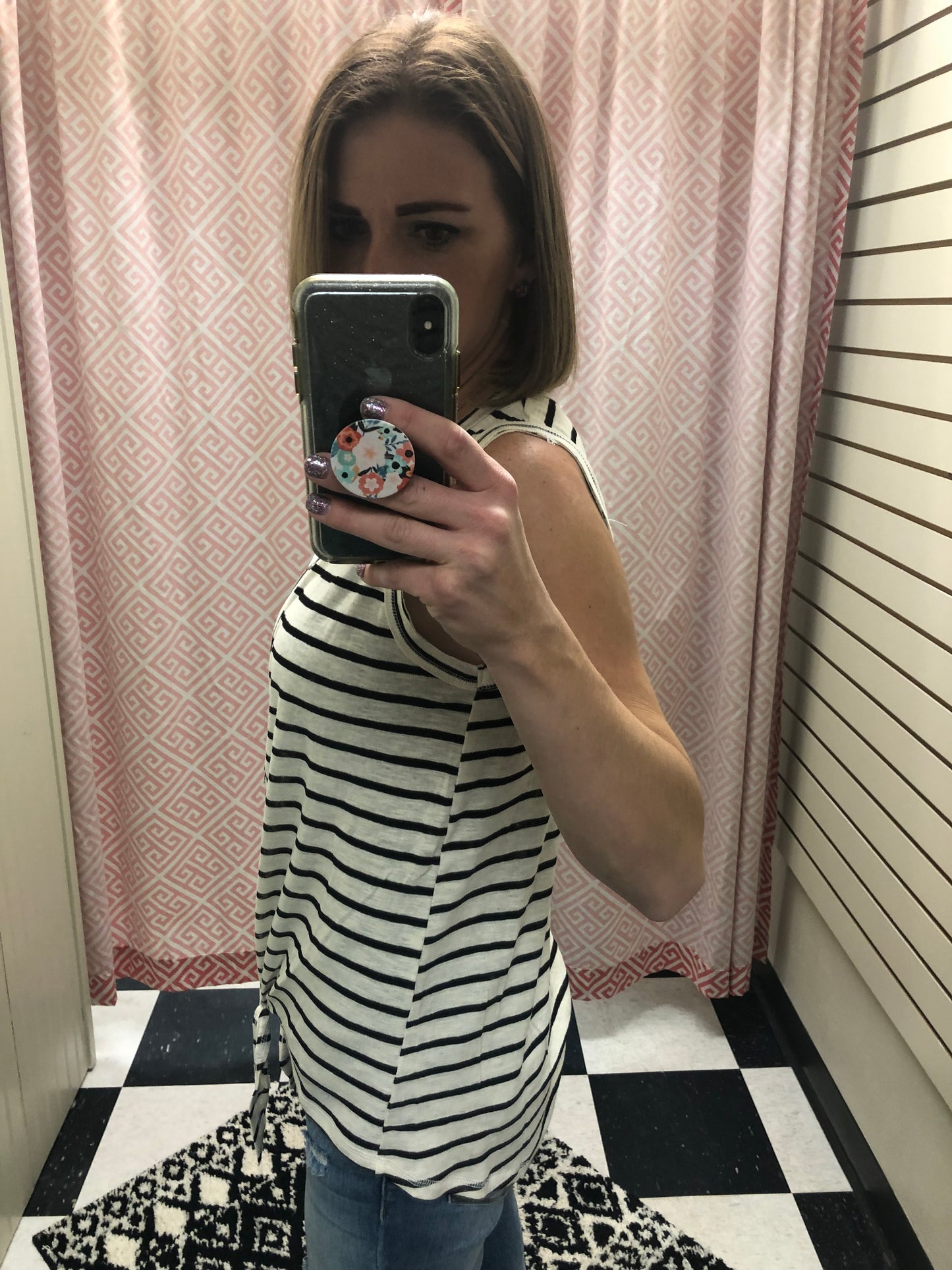 STRIPED BUTTON DOWN TANK