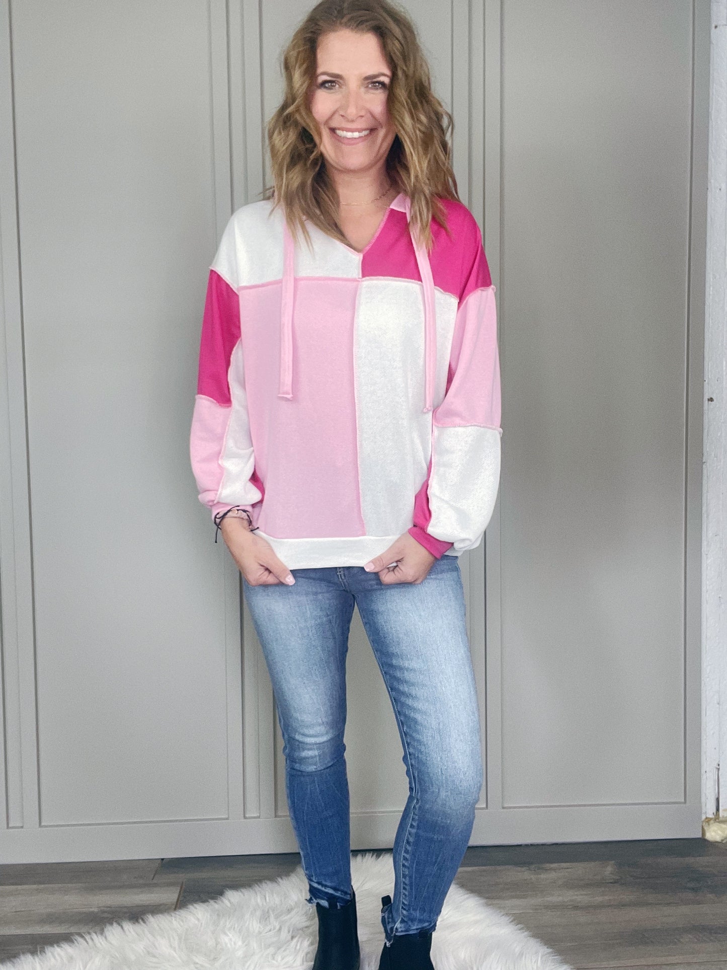 FRENCH TERRY COLOR BLOCK HOODIE