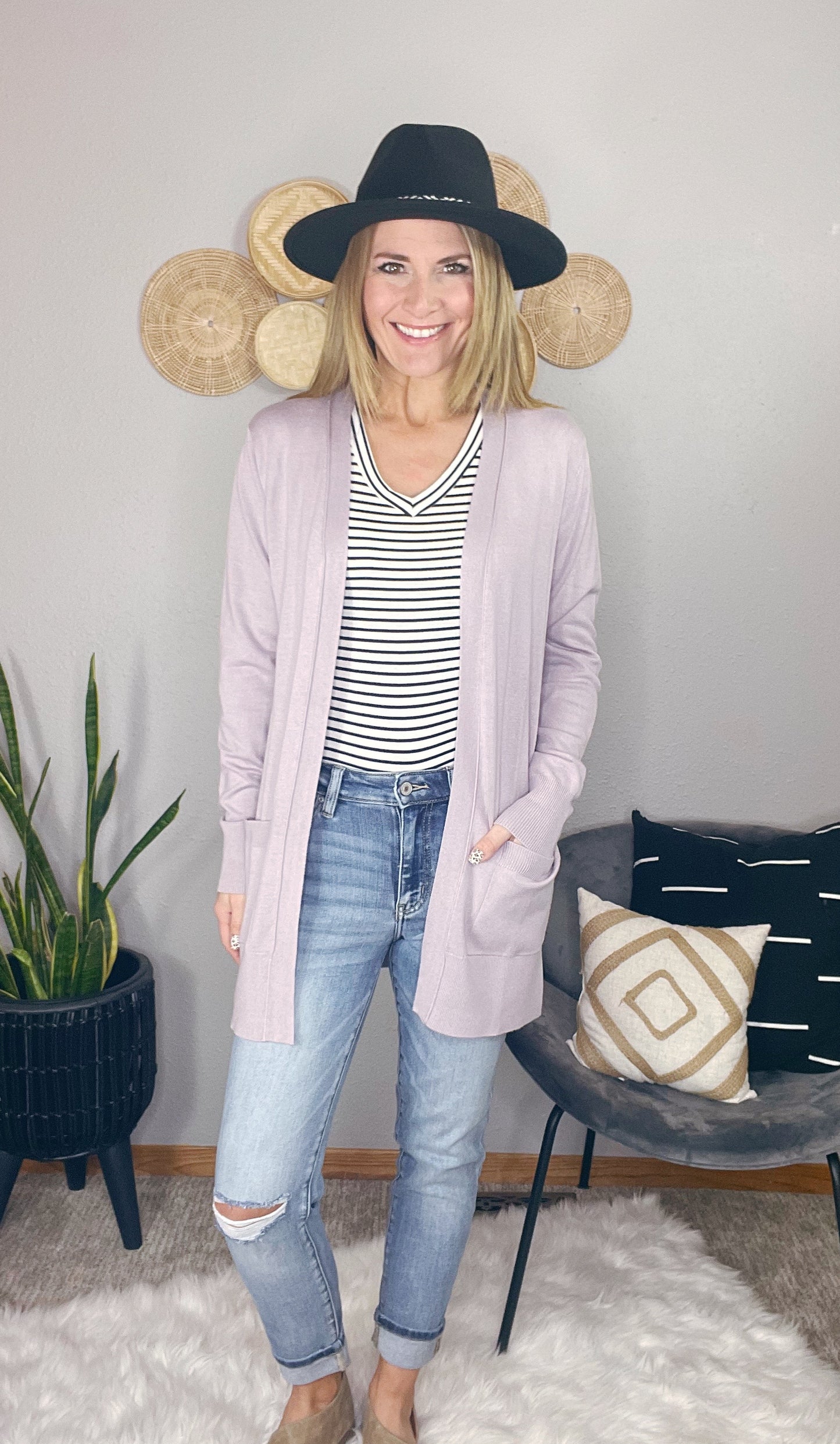 OPEN KNIT CARDIGAN W/ POCKETS