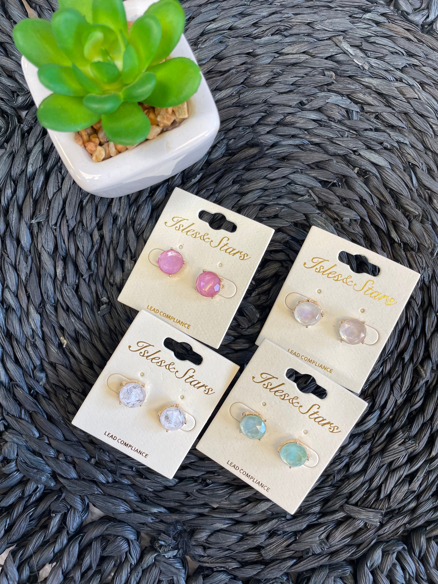 ROUND CRYSTAL POST EARRING