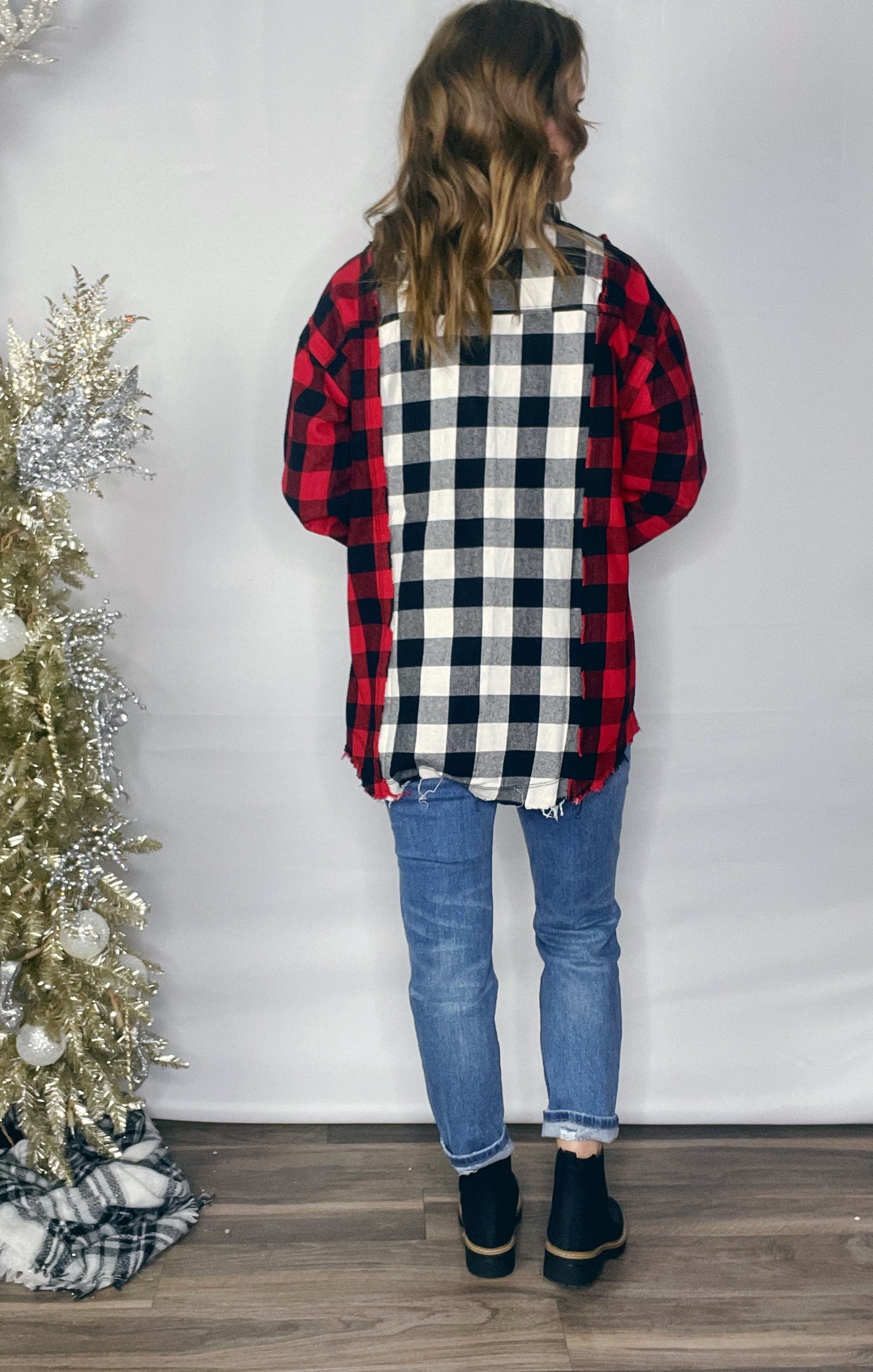 COLOR BLOCK PLAID SHIRT