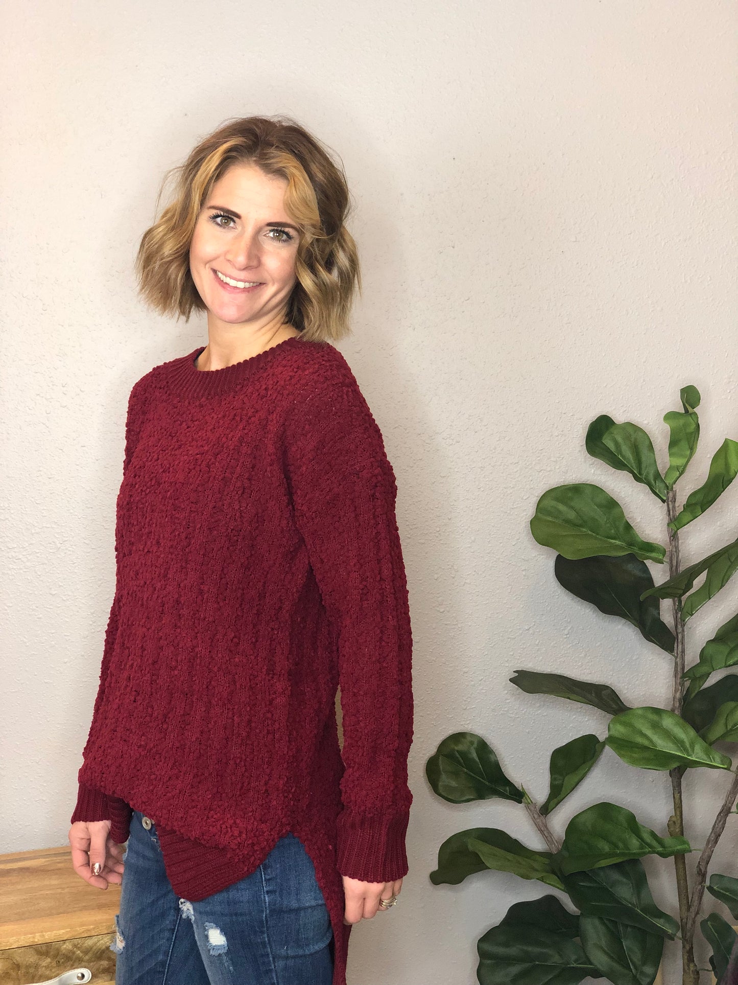 CABLE POPCORN SWEATER