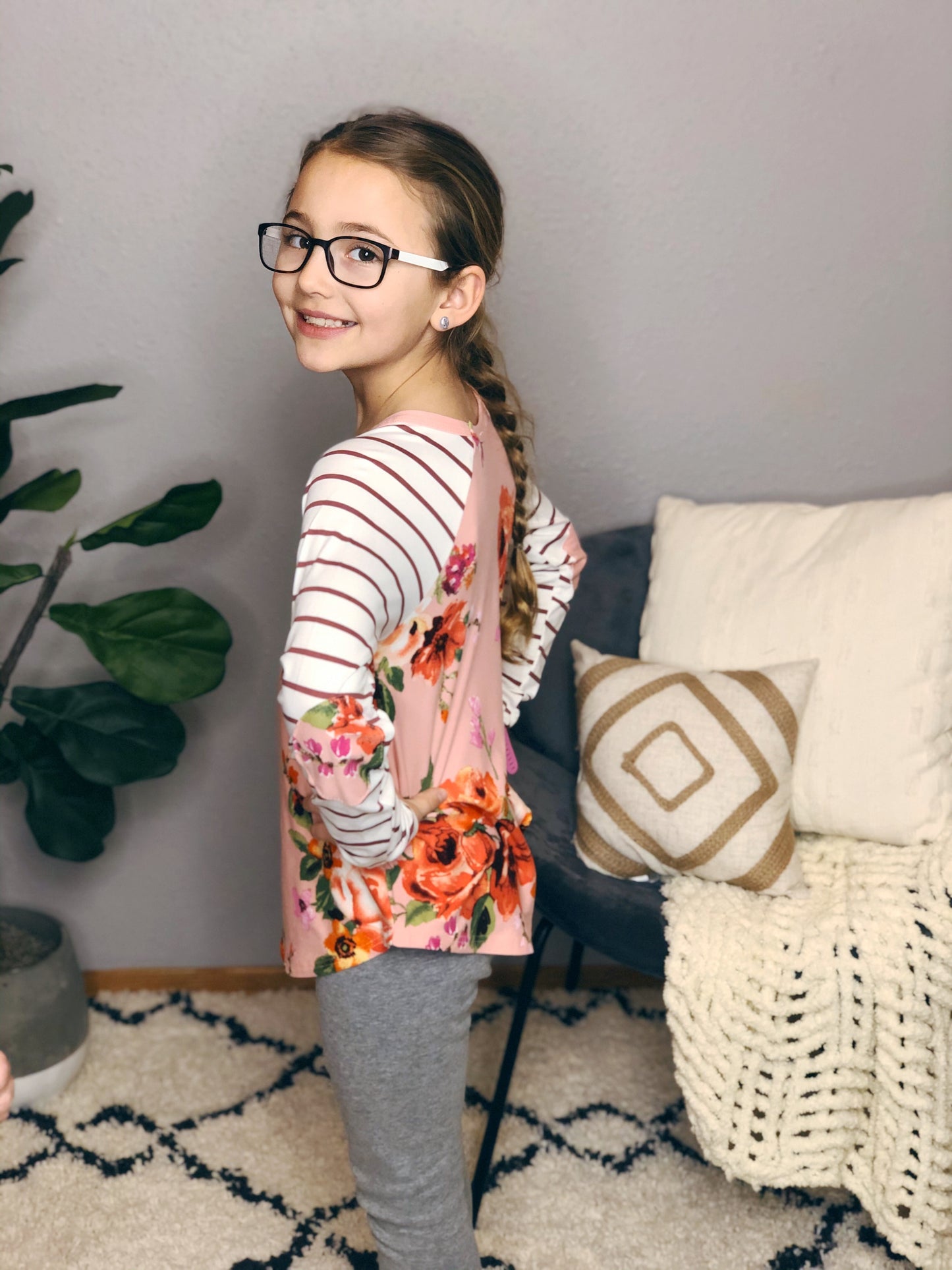FLORAL BASEBALL SLEEVE TOP {LITTLES}
