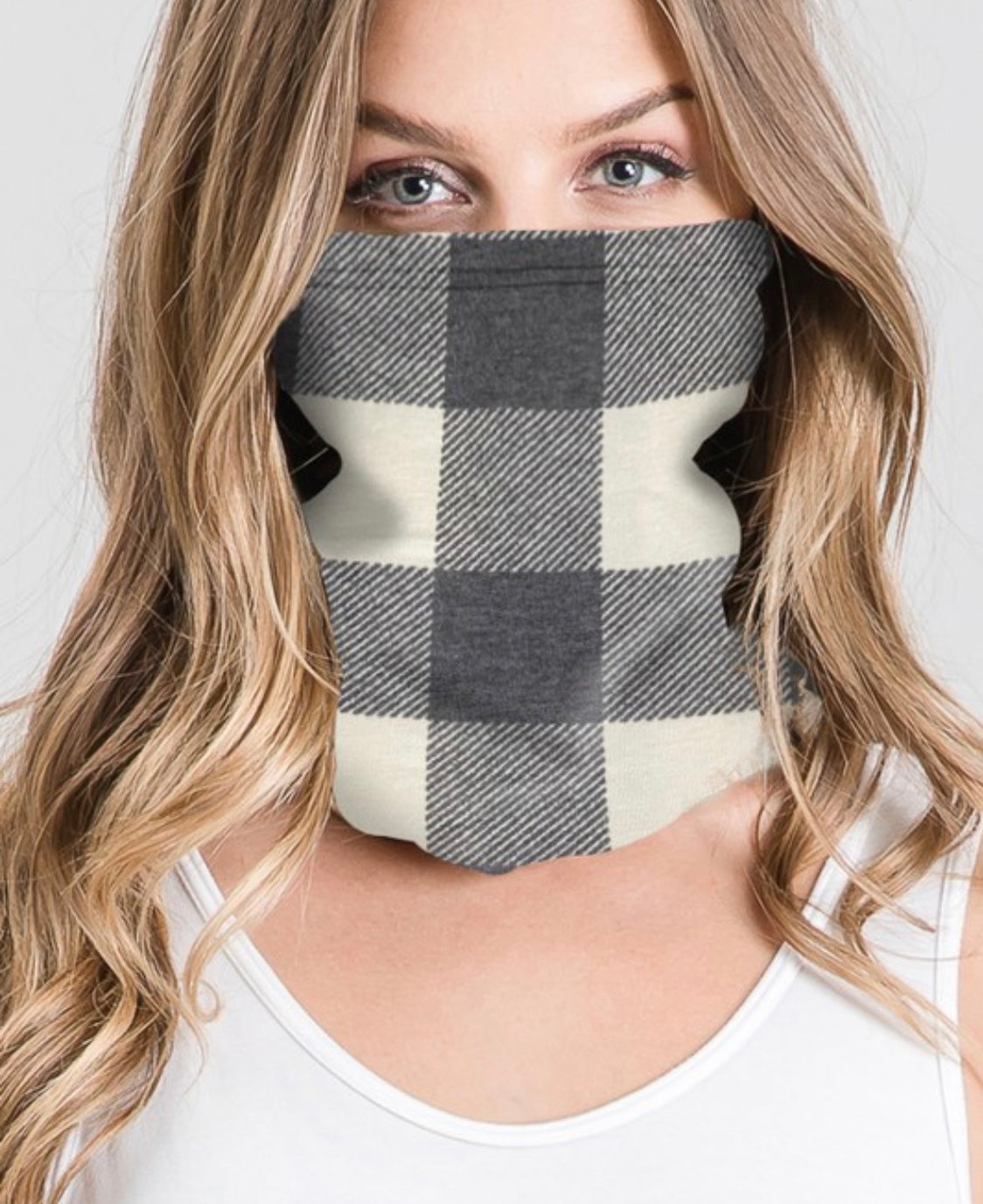 PLAID FACE GAITER