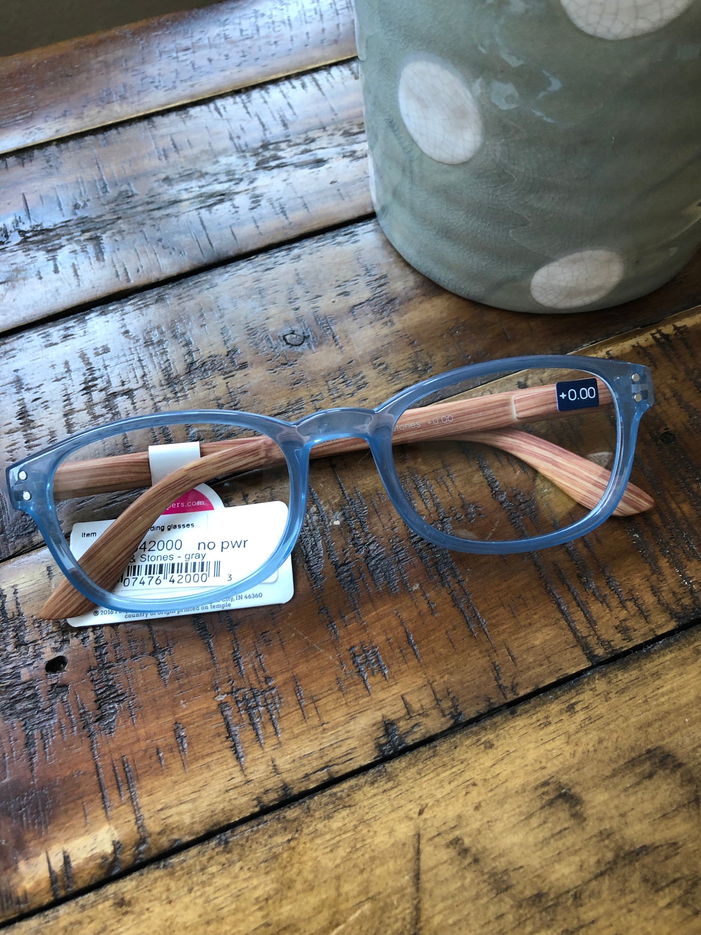 Clear blue glasses