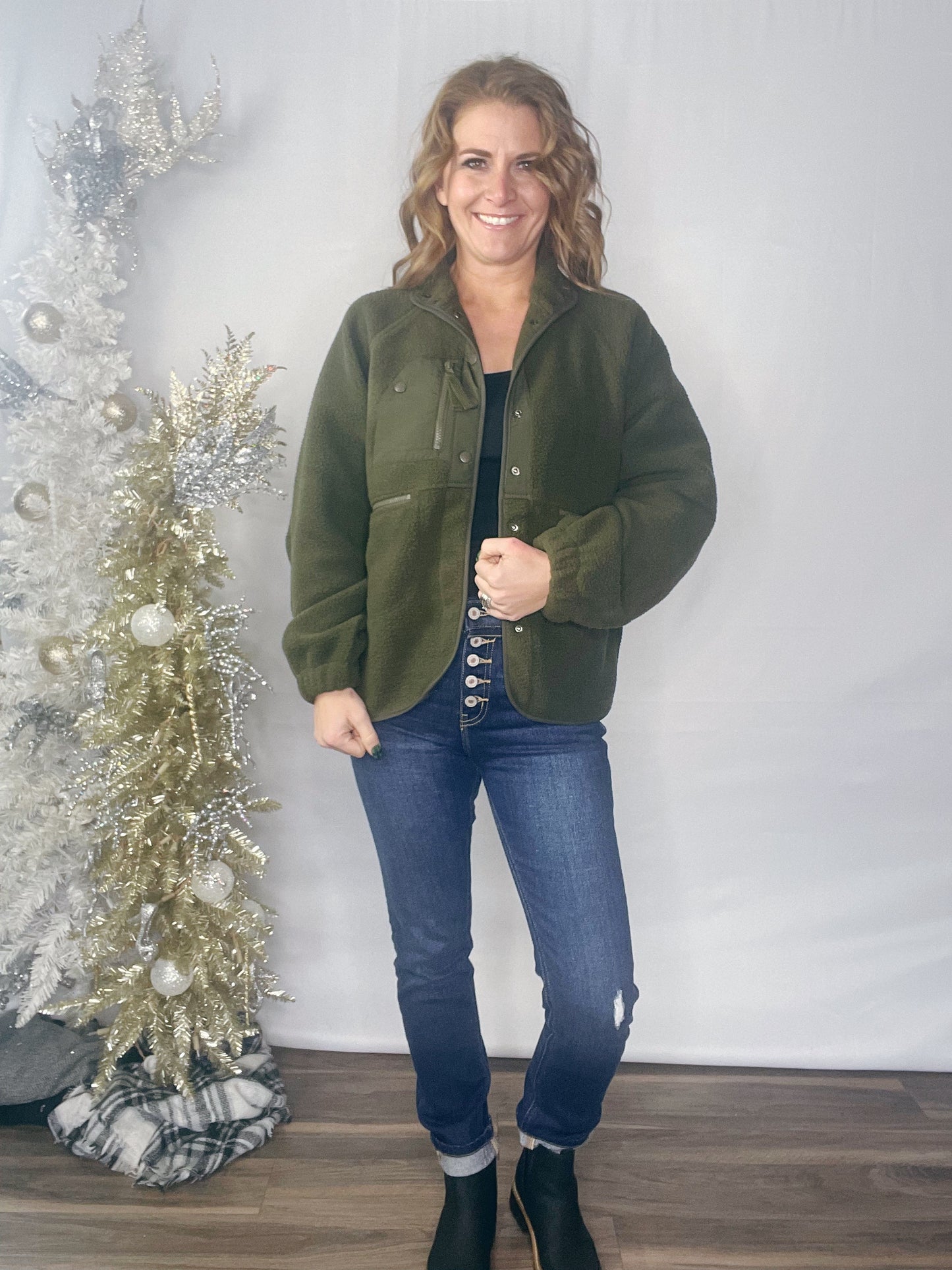 OVERSIZED FLEECE BUTTON FRONT JACKET
