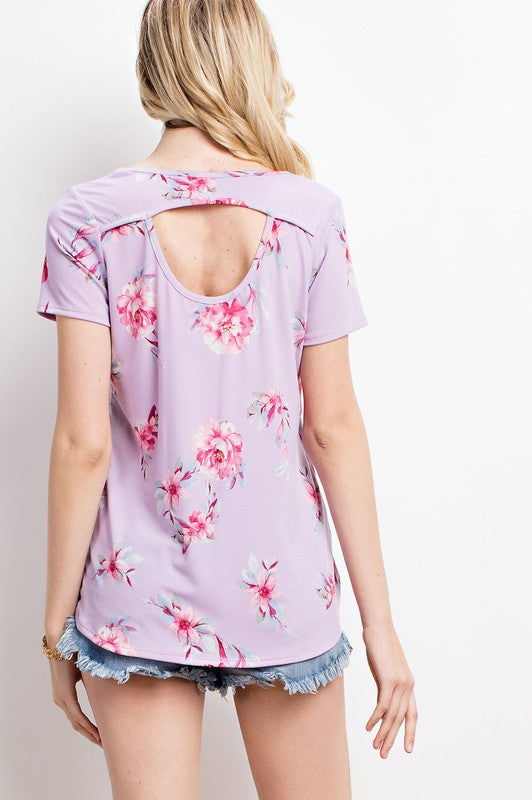 FLORAL CUTOUT BACK TOP