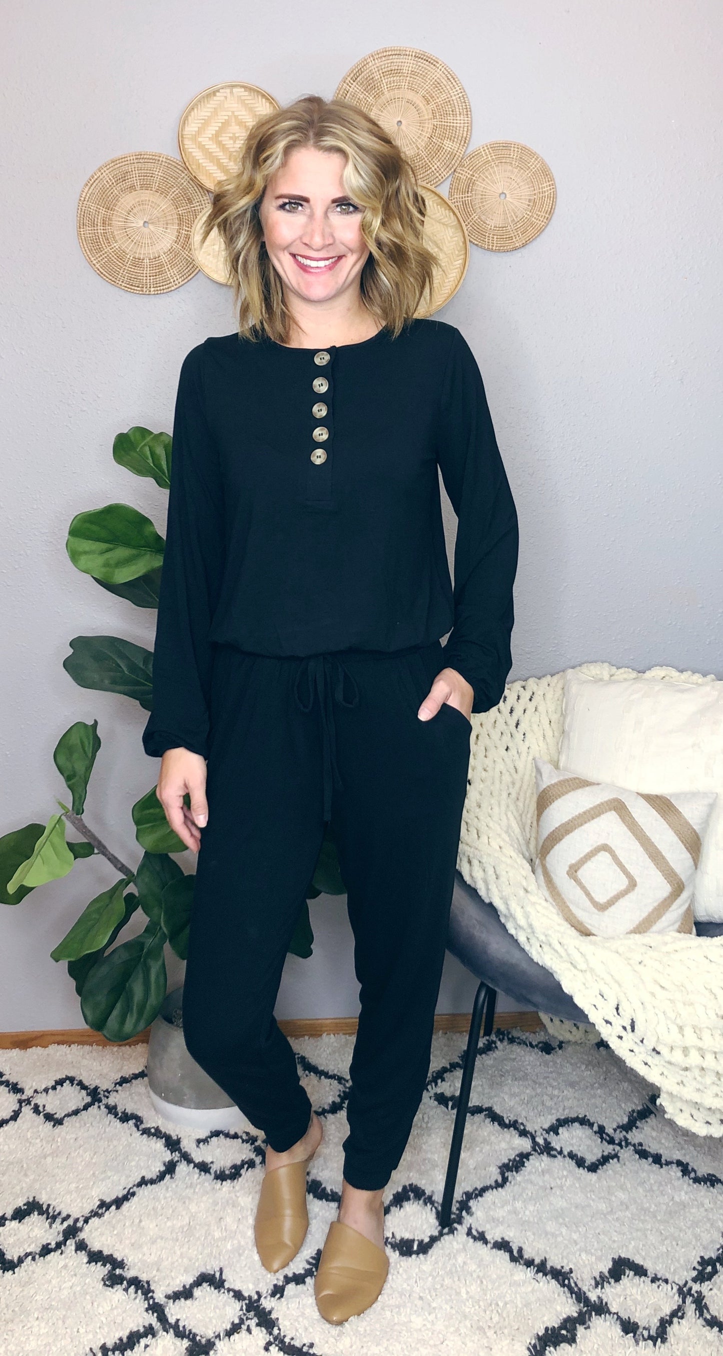 BUTTON JOGGER JUMPSUIT