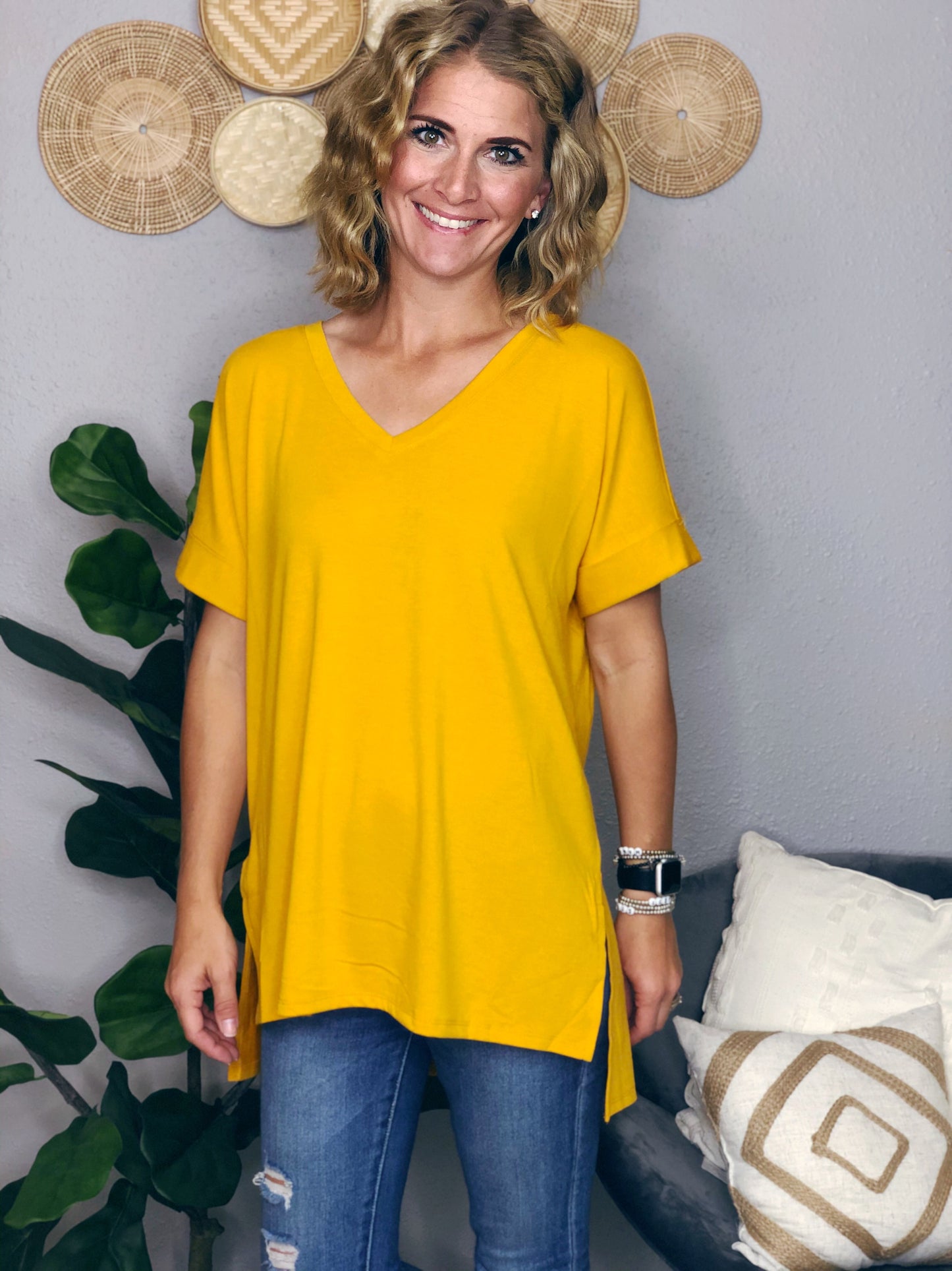 CAP SLEEVE BASICV-NECK TEE