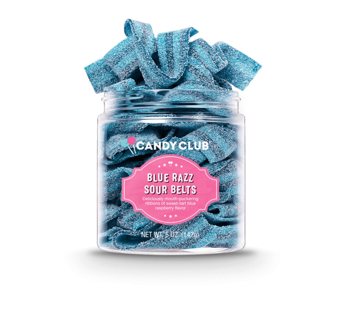 BLUE RAZZ SOUR BELTS CANDY CLUB