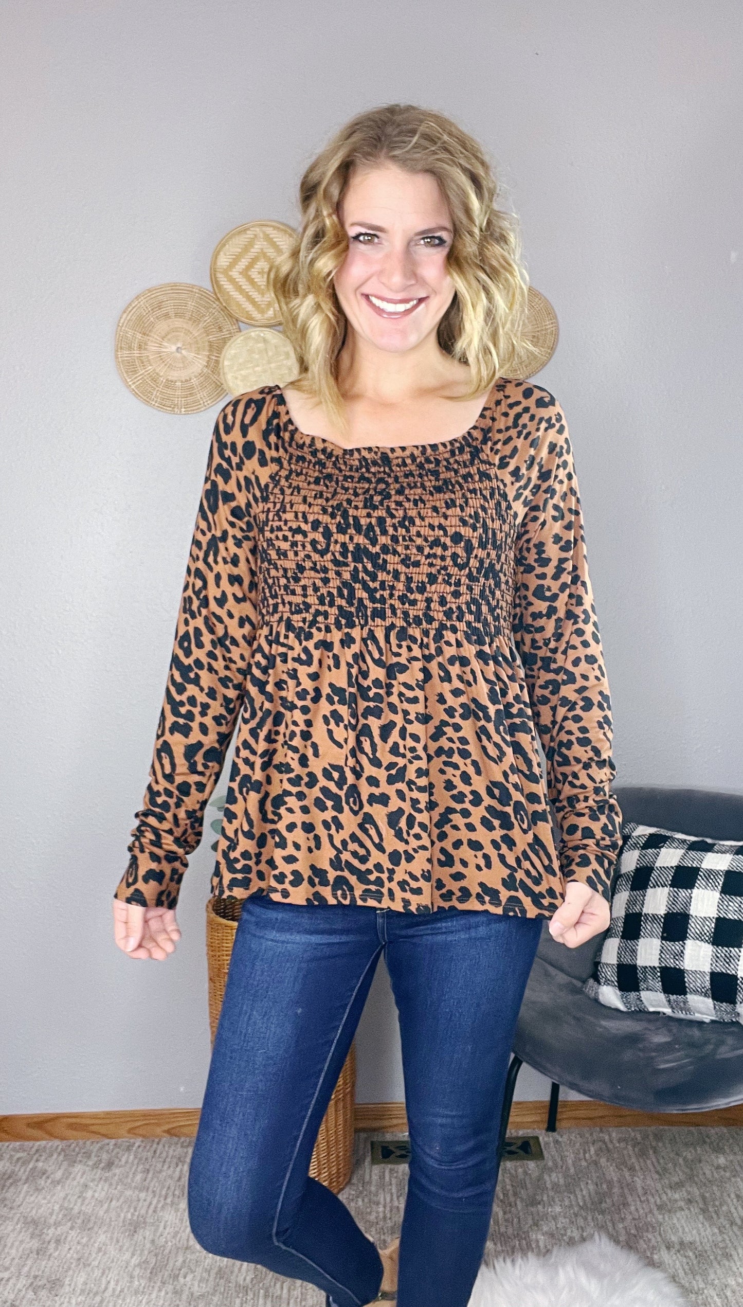 LONG SLEEVE CHEETAH TOP