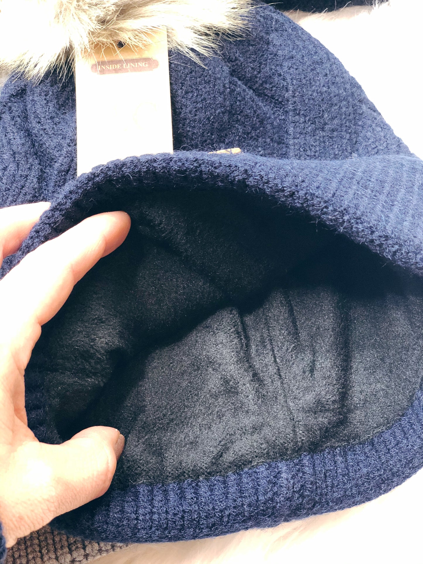 C.C. CABLE BEANIE W/ FLEECE LINING