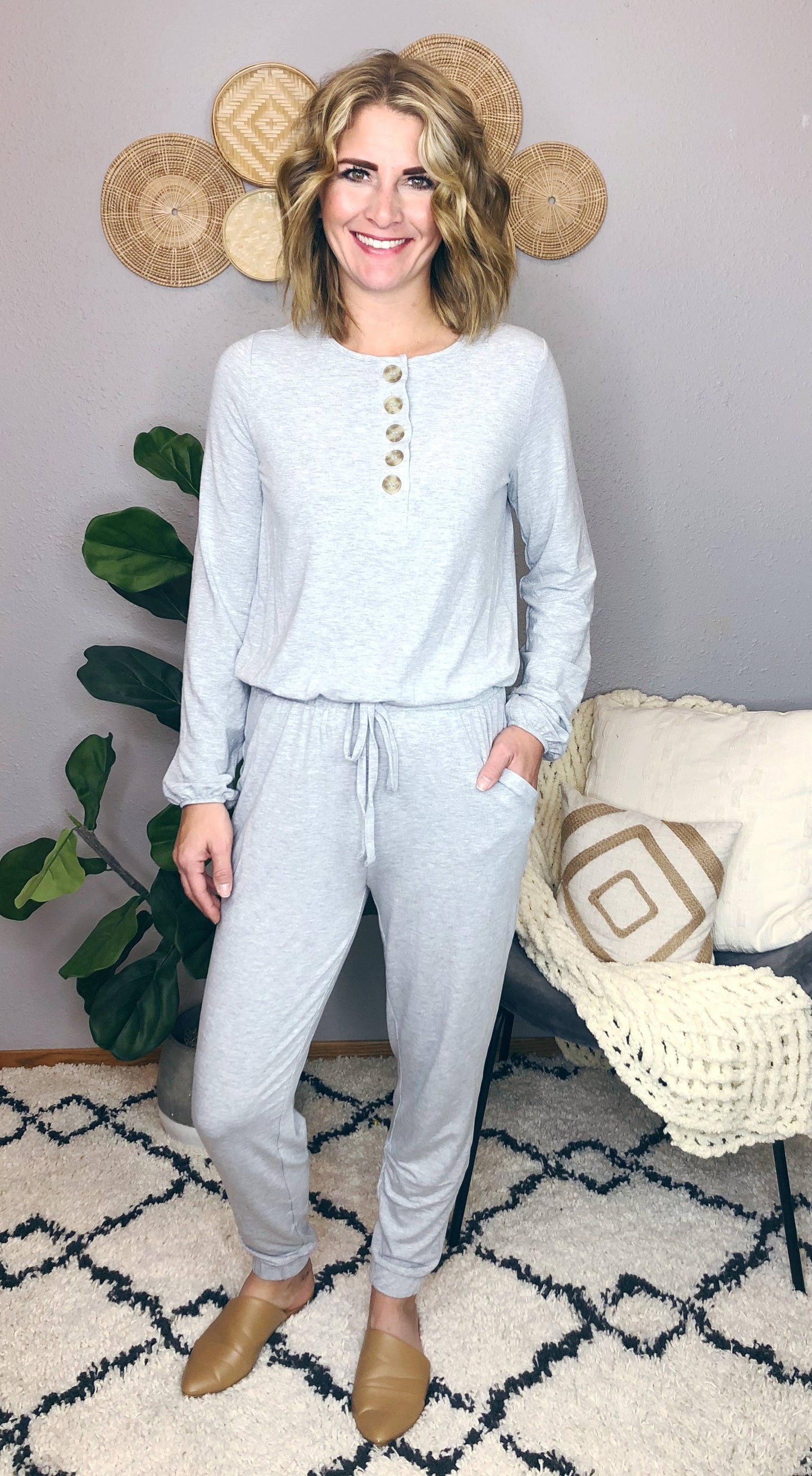 BUTTON JOGGER JUMPSUIT