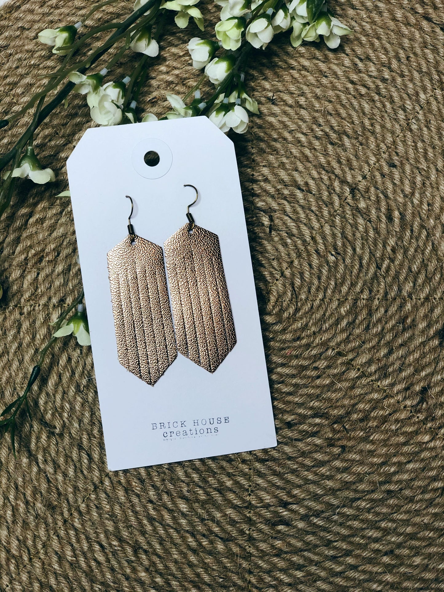 ROSE GOLD FRINGE LEATHER EARRING