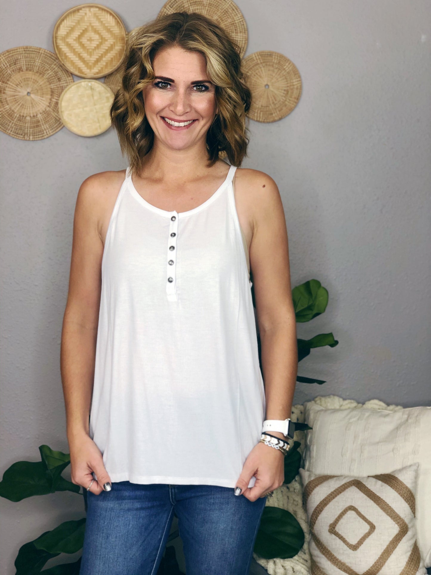 HALTER BUTTON TOP TANK