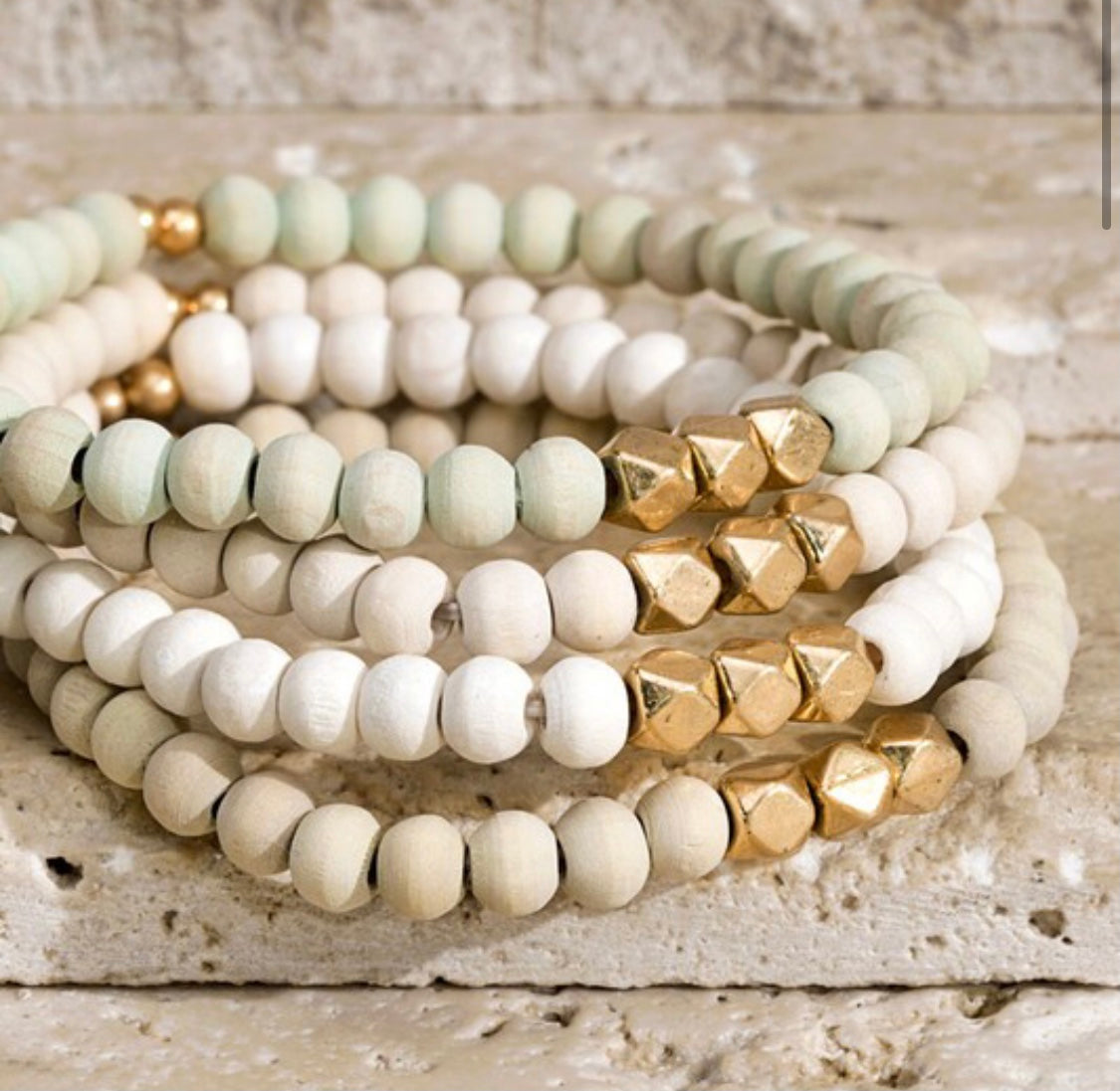 4 STRAND WOOD BRACELET SET