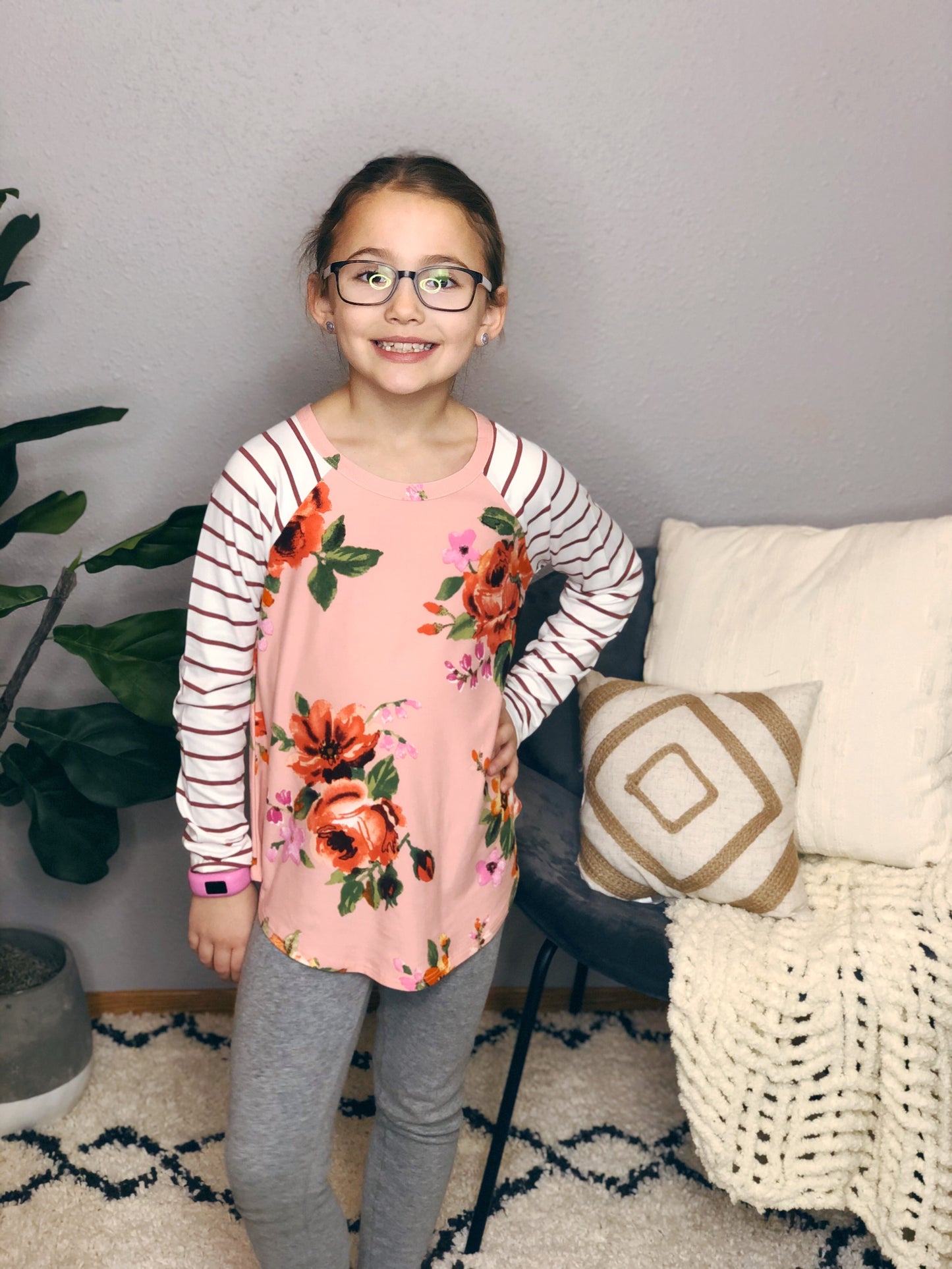 FLORAL BASEBALL SLEEVE TOP {LITTLES}