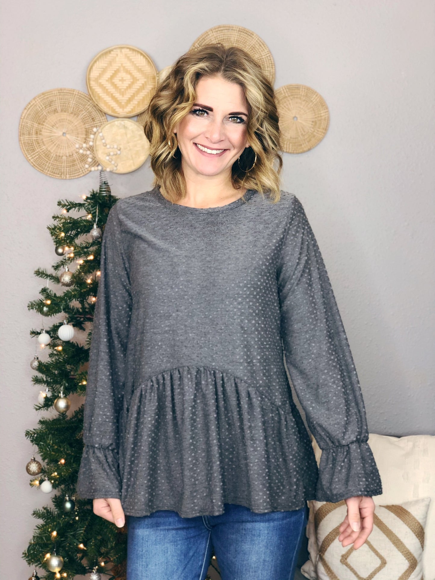 POLKA DOT KNIT BABY DOLL TOP