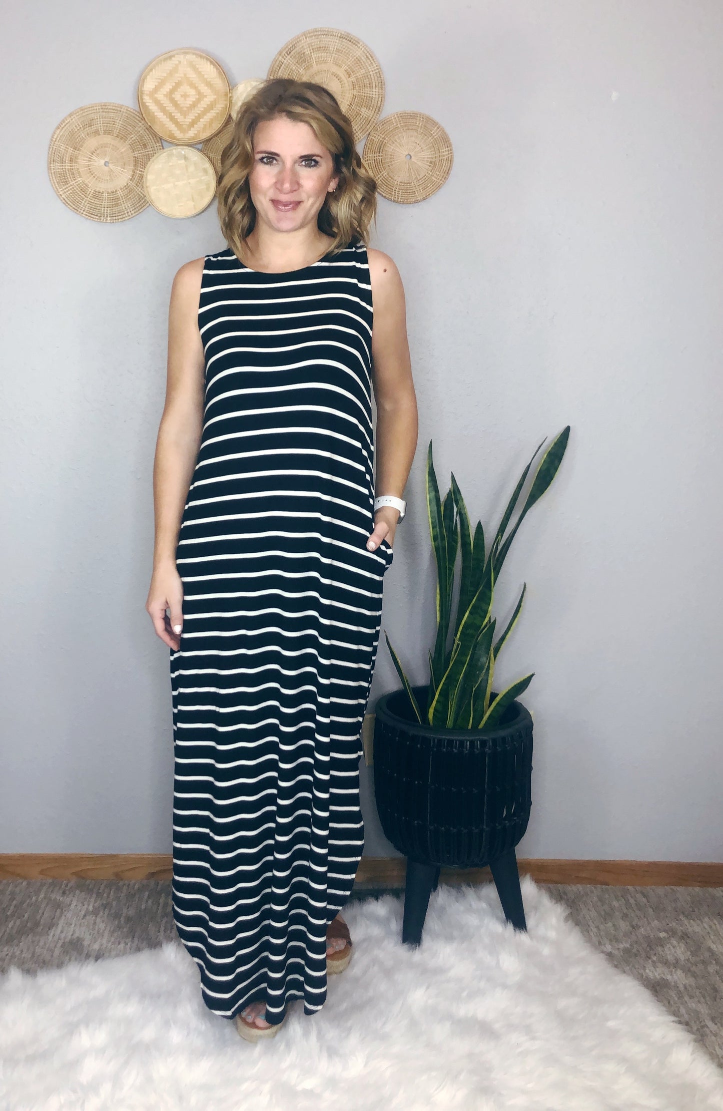 STRIPED SIDE SLIT MAXI