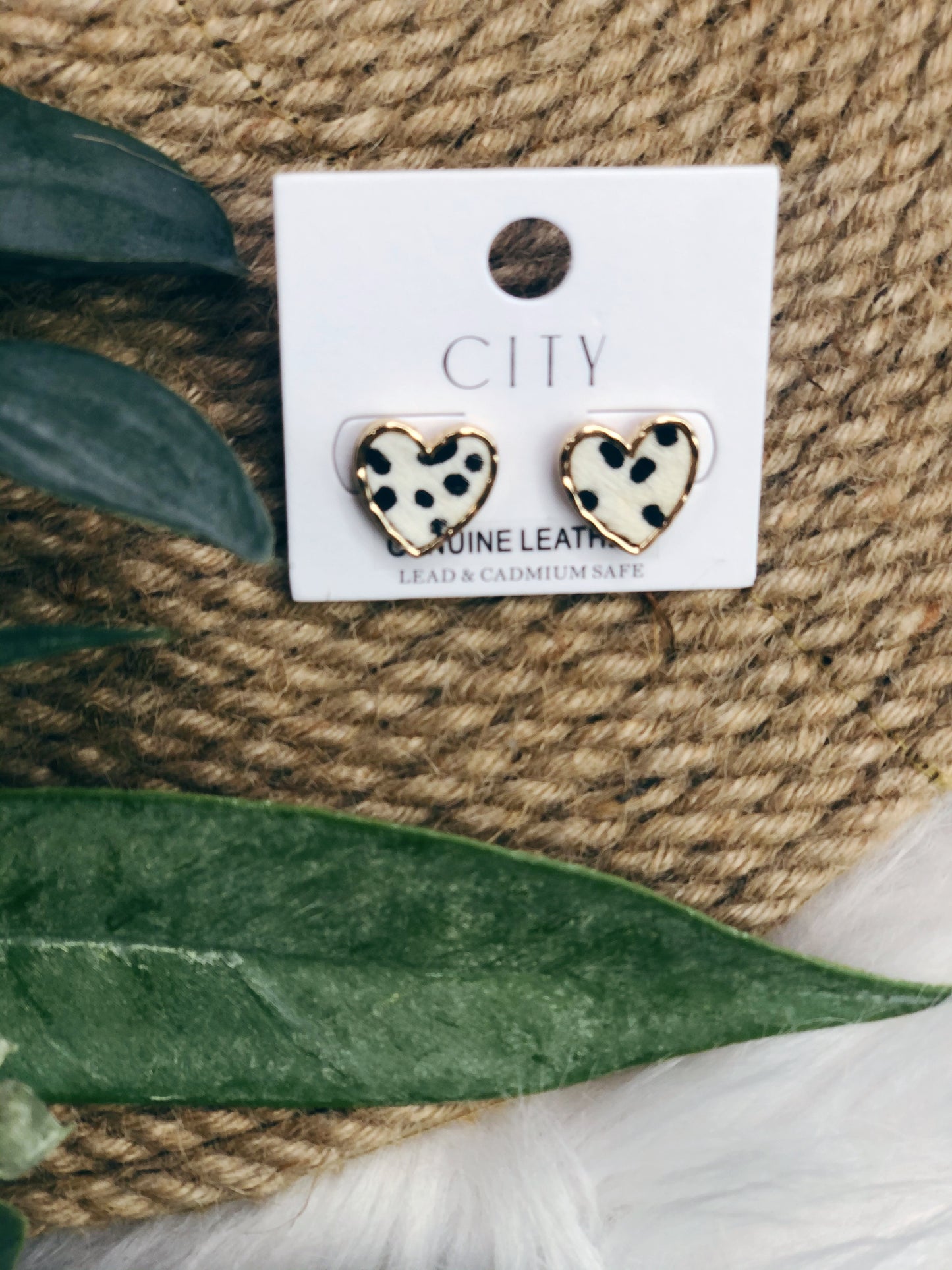 ANIMAL PRINT HEART EARRINGS