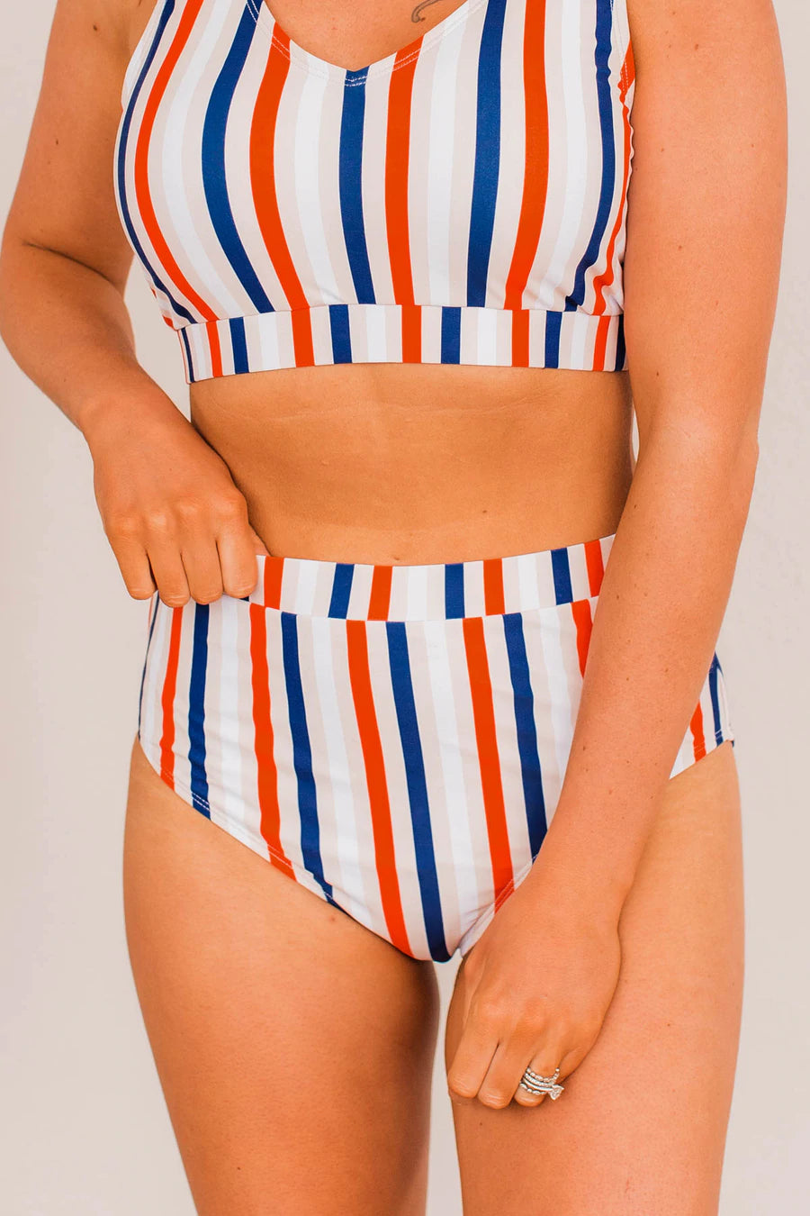 SANDY SHORES HIGH-RISE SWIM BOTTOMS-4TH OF JULY