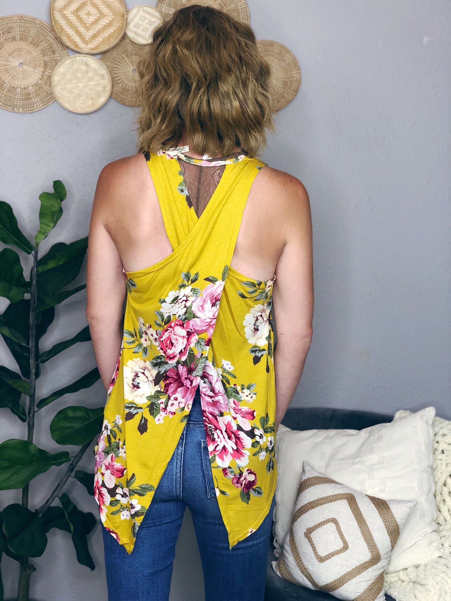 FLORAL SPLIT BACK TANK