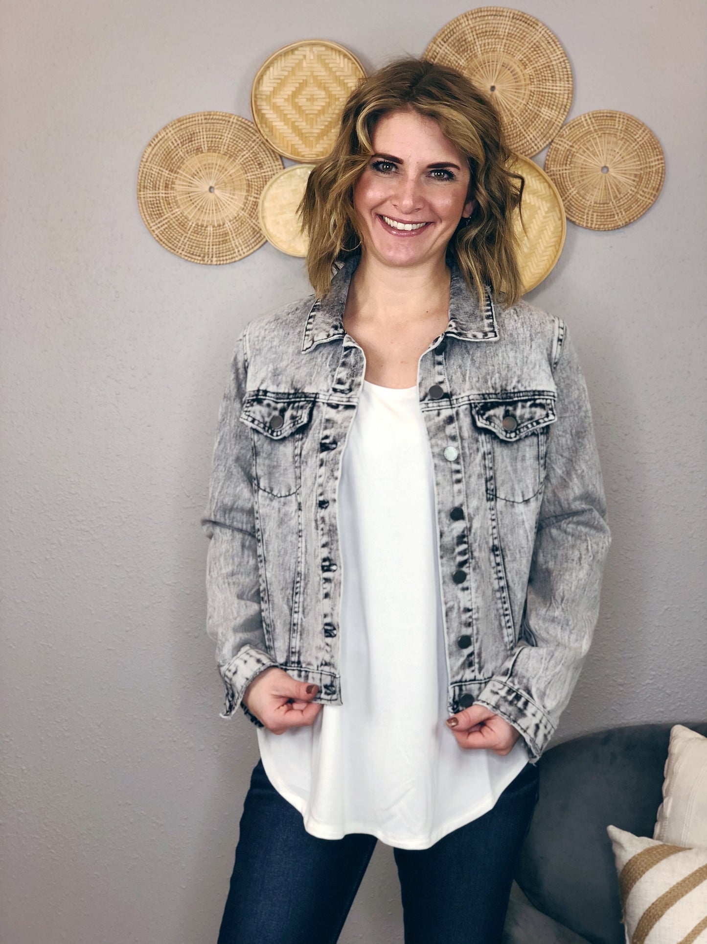 DENIM BUTTON DOWN JACKET