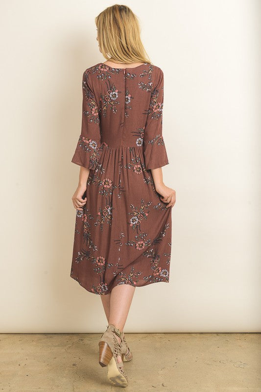 FLORAL PRINT MIDI DRESS
