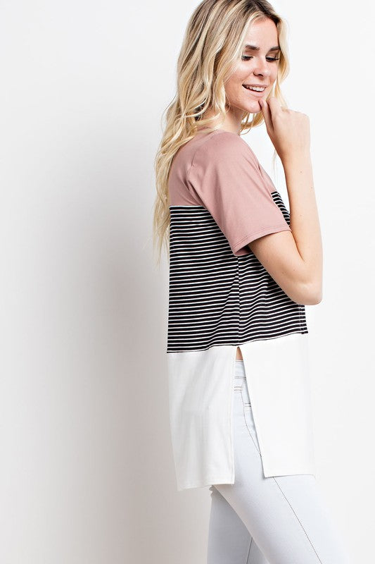 COLOR BLOCK STRIPED TEE