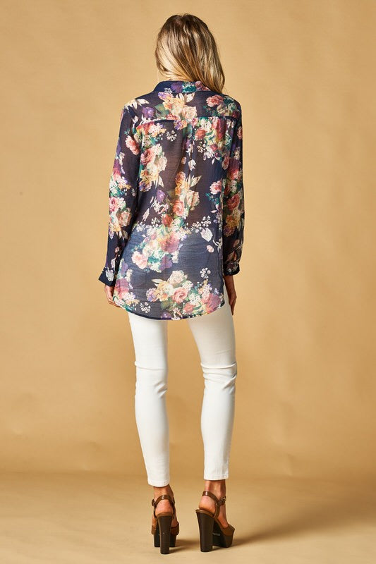 FLORAL PRINT BUTTON UP