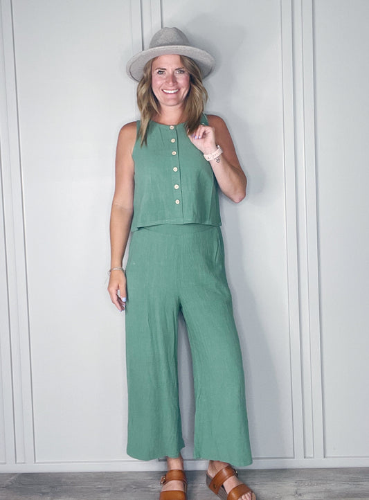 FAUX BUTTON FRONT TWO PIECE SET
