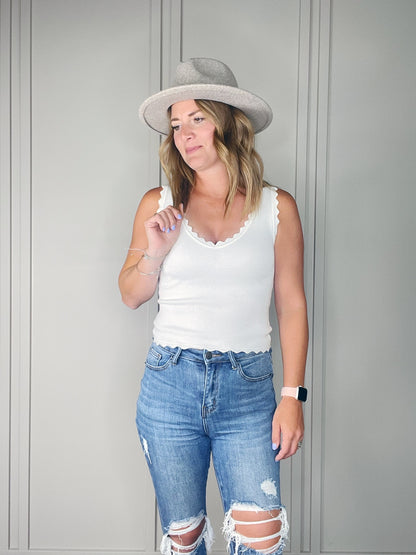 SCALLOPED SWEATER TANK