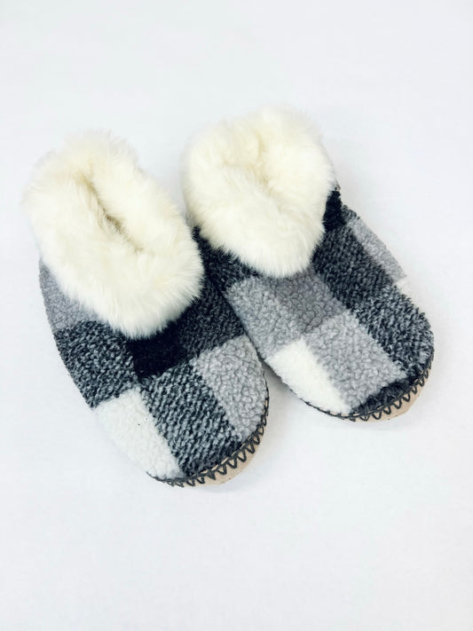 BUFFALO CHECK AND FUR SLIPPER ‘BF