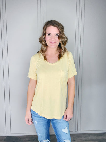 KNIT SOLID JERSEY BASIC VNECK TSHIRT