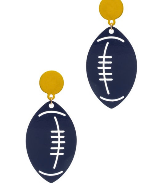 COLORED METAL POST FOOTBALL EARRING
