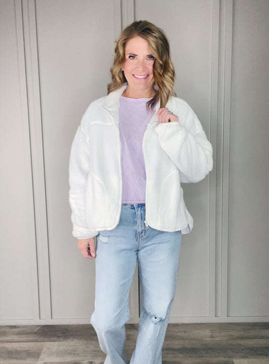WHITE SHERPA JACKET
