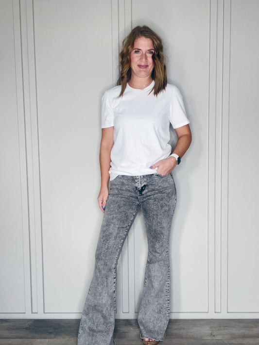 ACID WASH FLARE VERVET JEAN