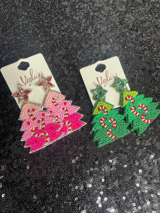 BEADED TREE EARRING